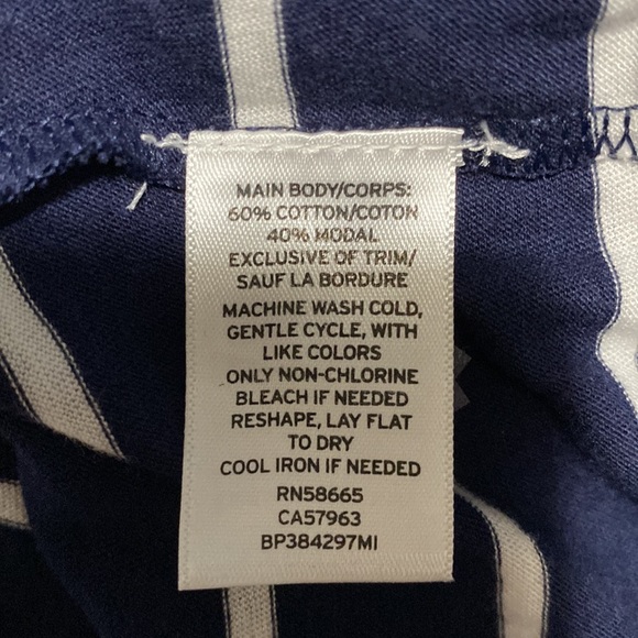 Navy Blue and White Striped Top, Scoop Neck Short Sleeve Tee, Cotton Modal Blend - Picture 12 of 12